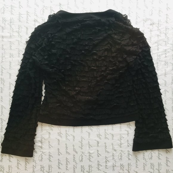 Fashionable Black Ruffled Short Jacket - Light - Picture 5 of 8